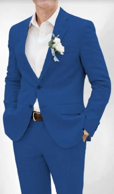 Mens Cotton Suit - Royal Summer Suit blue
