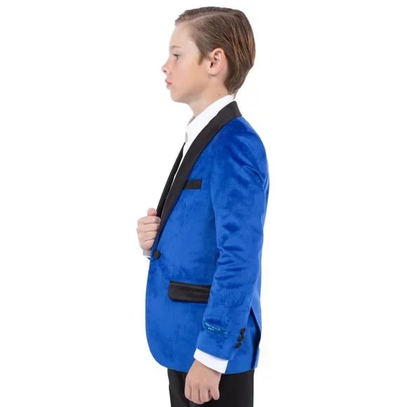 Perry Ellis Boys Velvet Jacket, Royal