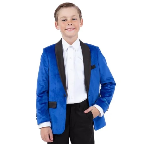 Perry Ellis Boys Velvet Jacket, Royal