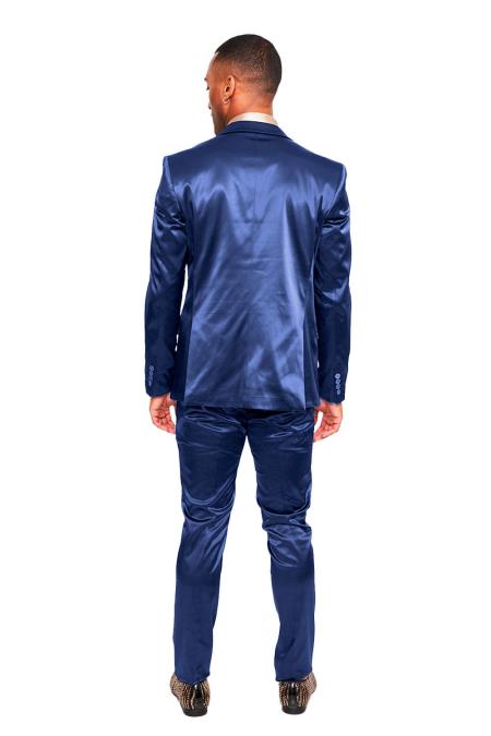 Mens Two Buttons Peak Lapel Suit Royal Blue - 38 Short Jacket+32 Waist Adjustable 28to34)(Height: 5 4 to5 7 )(Neck  15-16.5)S-M)