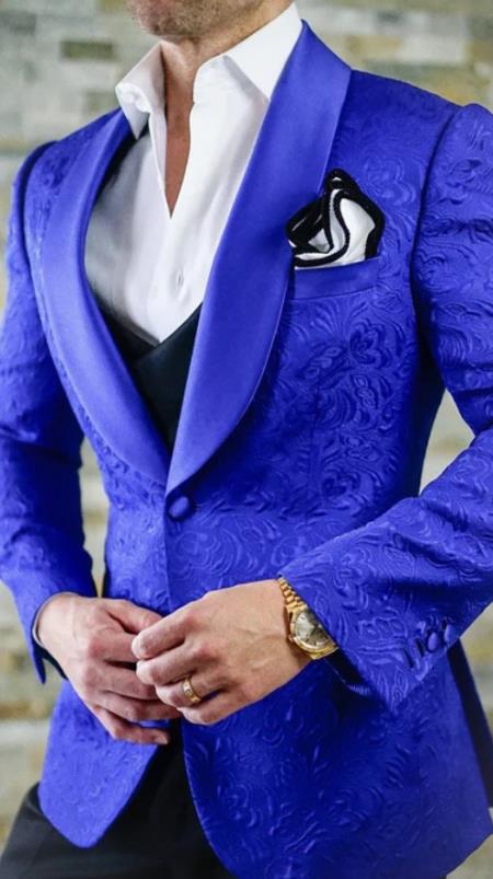 Mens Royal Blue Prom Tuxedo - Blue Prom Suit For Men - Blue Homecoming Tuxedo  - Royal Blue Blue Prom Suits Royal Blue Prom Suits - 38 Short Jacket+32 Waist Adjustable 28to34)(Height: 5 4 to5 7 )(Neck  15-16.5)S-M)