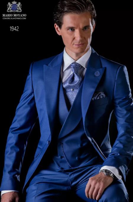 Mens Wedding Tuxedo - Groom Tuxedo - Royal Blue Wedding Suit