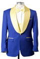 1 Button Shawl Lapel Tuxedo With Vest Royal And Gold