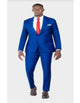 Mens One Button Single Breasted Peak Lapel Double Breasted Vest Ticket Pocket Suit Royal Blue