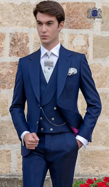 Mens Wedding Tuxedo - Groom Tuxedo - Royal Blue Tuxedo Suit