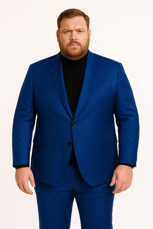 Men's Royal Blue Shiny Satin Suit â€“ 2-Piece Slim Fit Tuxedo with Peak Lapel