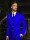 Mens Shiny Blazer - Royal Blue Sateen Vested Suit