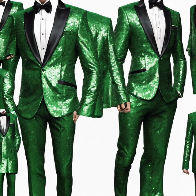 Sequin Suit - Shiny Suit - Emerald Green Suit - Metallic Fabric - Stage Tuxedo - Groom Suit Jacket + Pants