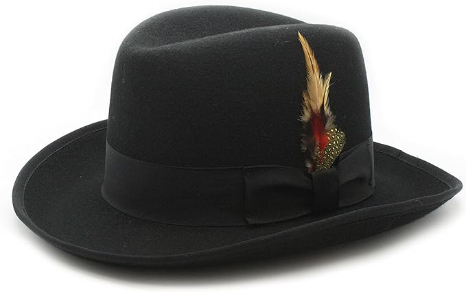 Small Premium Godfather Hat - Homburg Hat - Men's Homburg Black