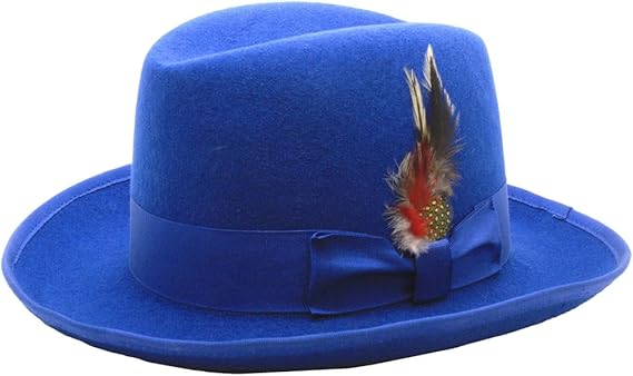 Premium Godfather Hat - Homburg Hat - Men's Homburg  Royal Blue - Small