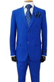 Cheap Priced Suit- Mens 2 Button Classic Fit Basic Poplin Royal Blue Suit