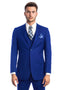 Cheap Priced Suit- Men's Two Button Slim Fit Basic Vested Wedding Royal Blue Suit