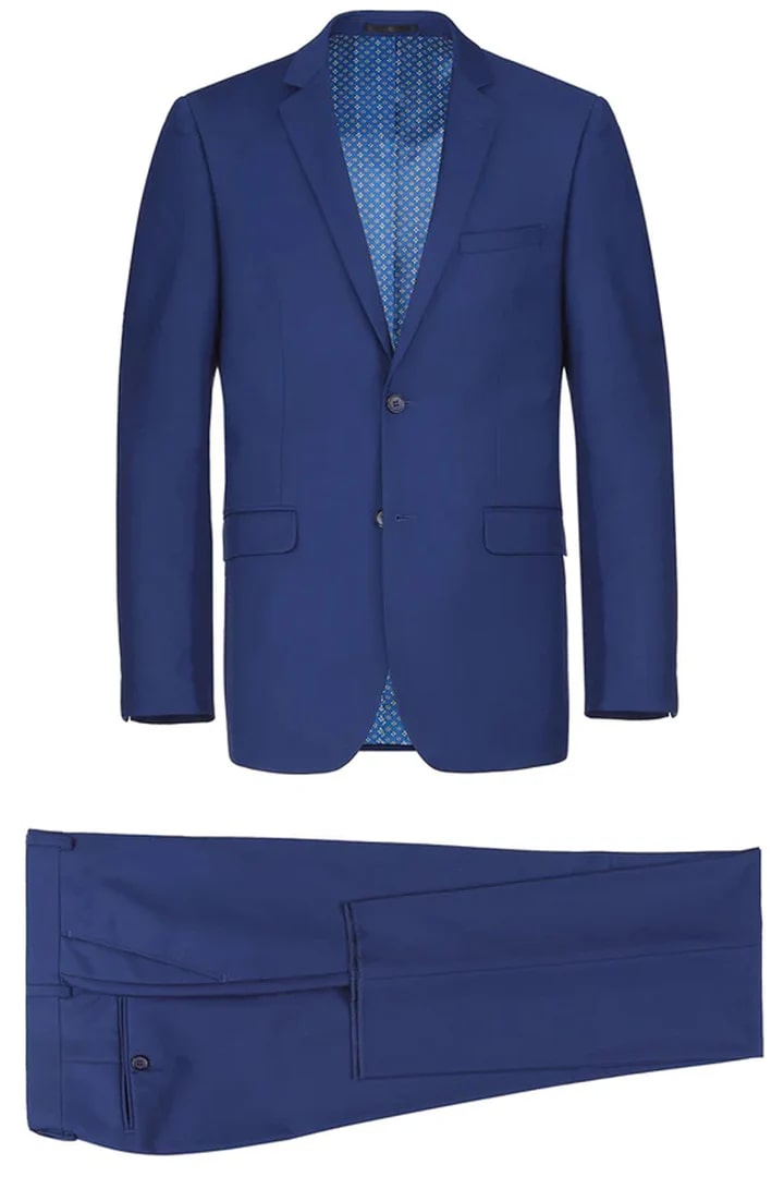 Cheap Suit - Mens Basic Two Button Classic Fit Royal Blue Suit With Optional Vest - 38 Short Jacket+32 Waist Adjustable 28to34)(Height: 5 4 to5 7 )(Neck  15-16.5)S-M)