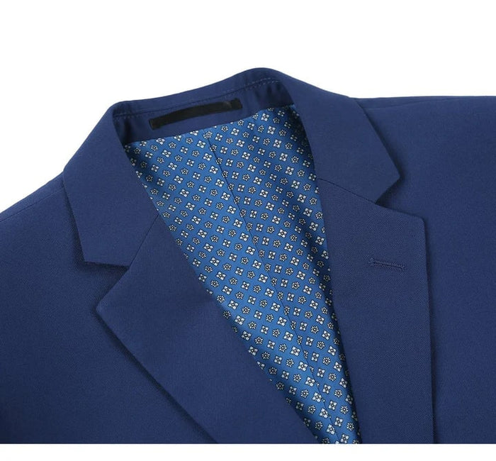 Cheap Priced Suit- Mens Basic Two Button Slim Fit Royal Blue Suit With Optional Vest