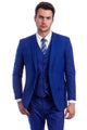 Cheap priced Suit - Men's Vested Two Button Solid Color Wedding & Business Royal Blue Suit