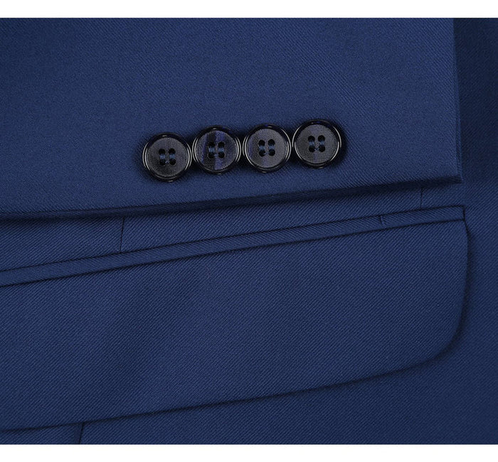 Cheap Priced Suit- Mens Basic Two Button Slim Fit Royal Blue Suit With Optional Vest