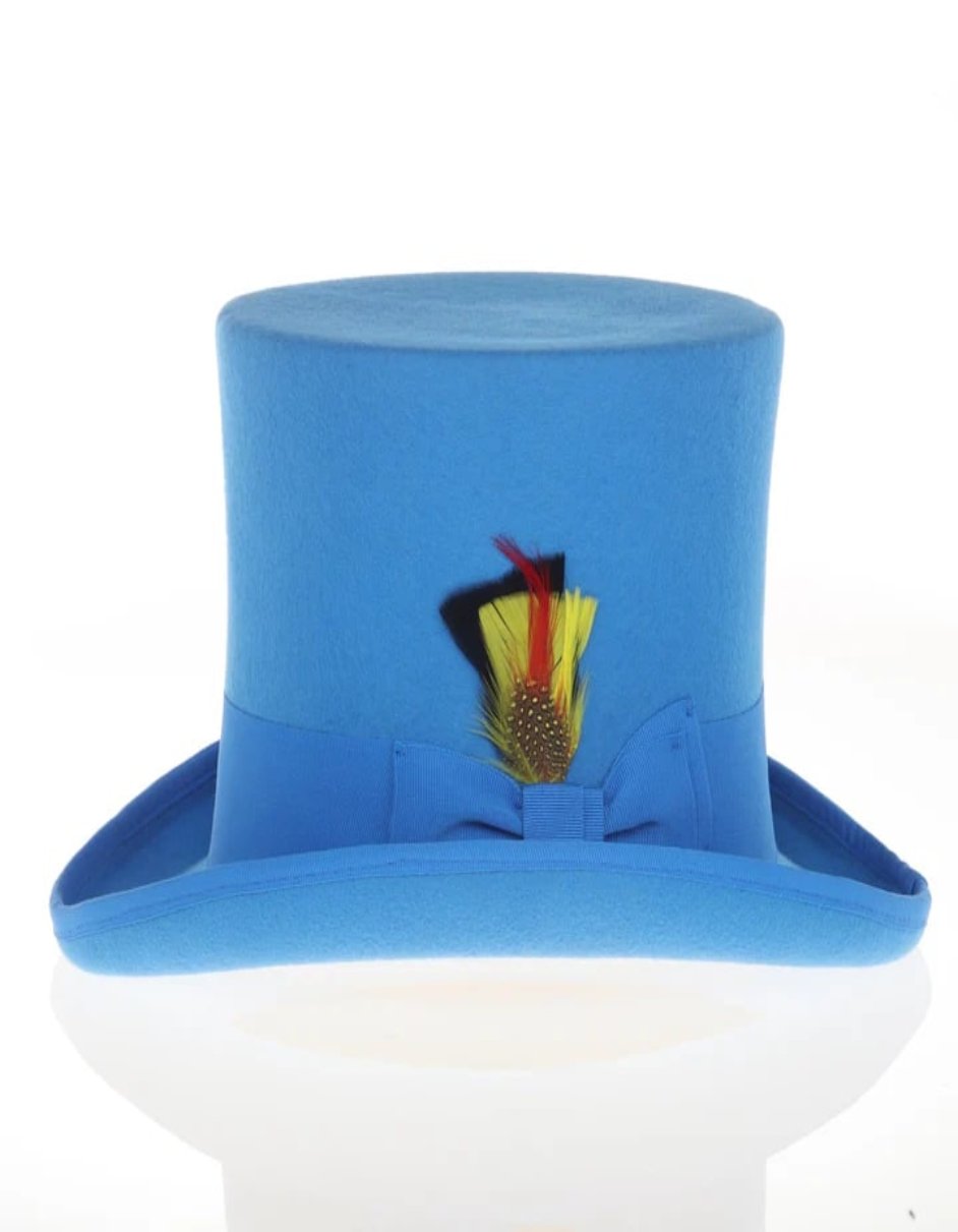 Victorian Steampunk Top Hat - 1800 19th Century - Dressy Loden Felt Top Royal Blue Hat