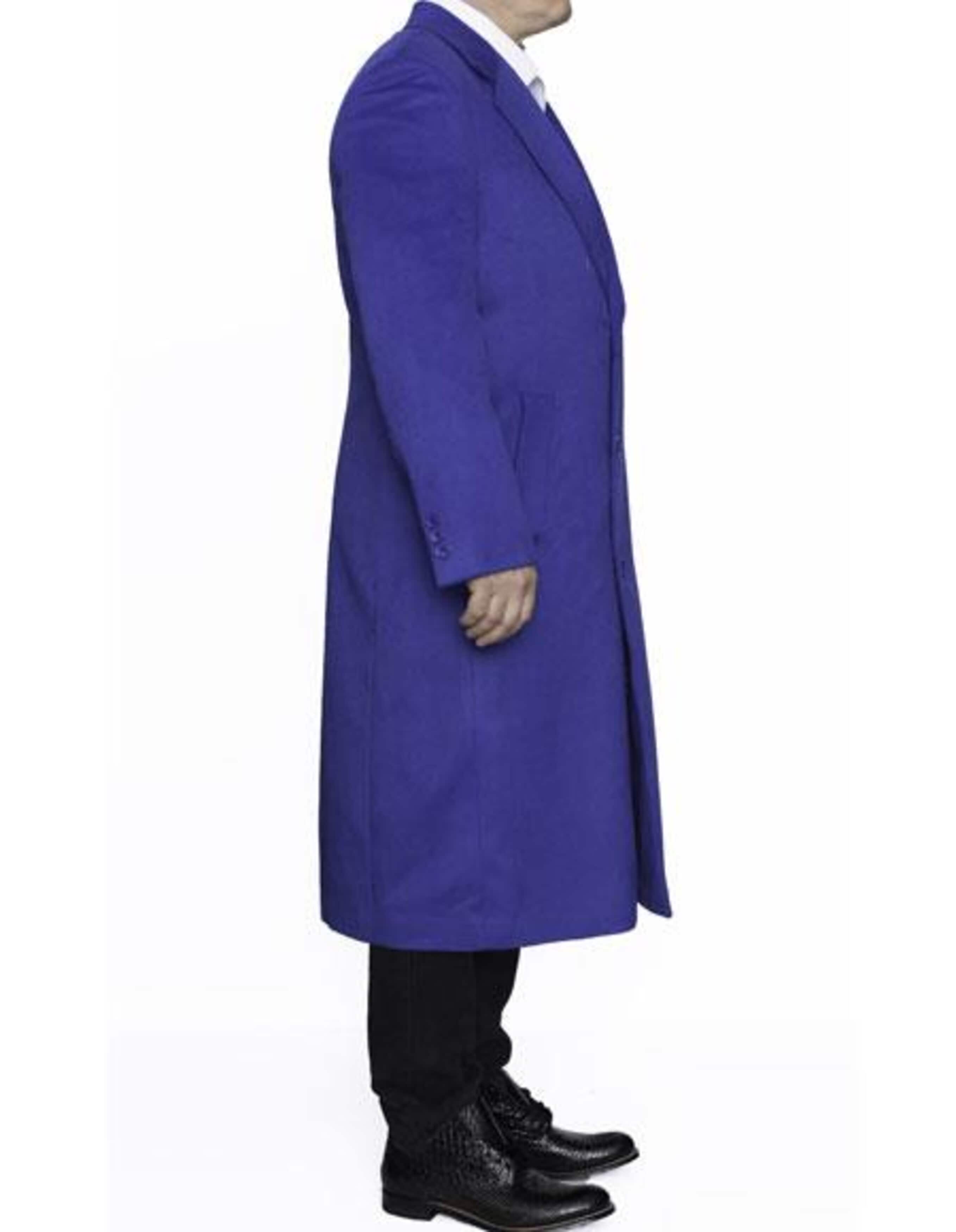 Full Length Royal Blue Wool Dress Ankle length Top Coat/Overcoat