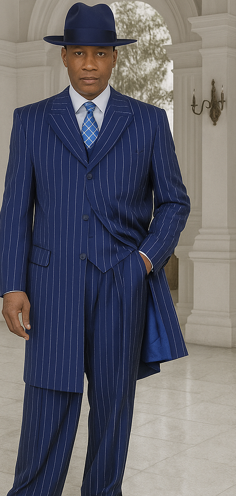 Royal Blue Pinstripe Zoot Suit - 1920's Suit - Gangster Suit - 34 Short or Extra Small