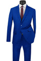 Cheap Priced Suit - Mens Two Button Modern Fit Poplin Single Breasted Royal Blue Suit