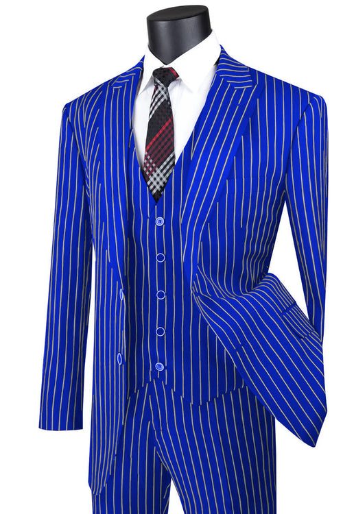 Mens Vested Gangster Pinstripe 1920's Suit in Black