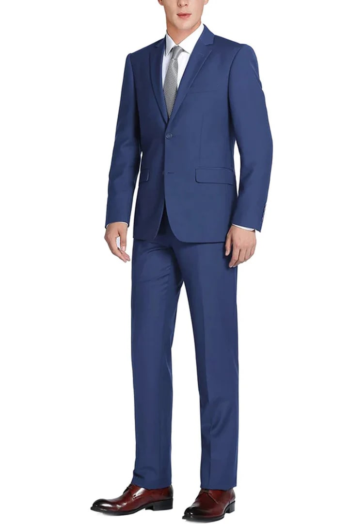 Cheap Suit - Mens Basic Two Button Slim Fit Royal Blue Suit With Optional Vest