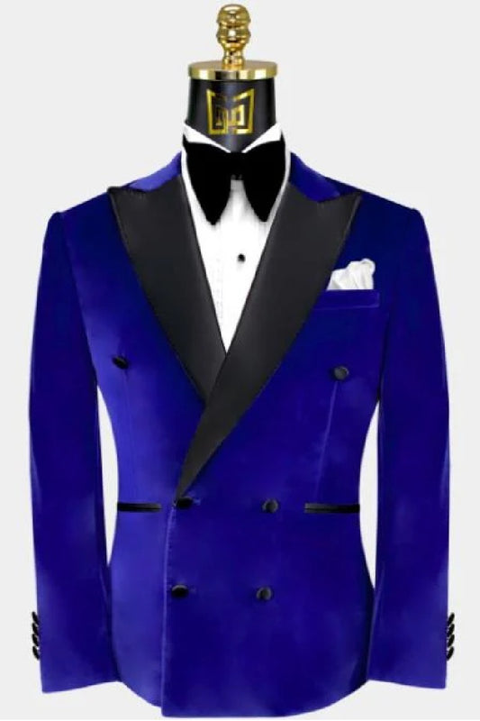 Double Breasted Tuxedo - Velvet Tuxedo Dinner Jacket In Black - Navy - Emerald Green - Burgundy