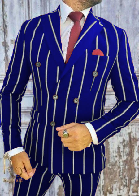 Burgundy Pinstripe Suit - Mens 1920s Gangster Pinstripe Suit - Lapel Chalk Pinstripe Royal - Coat Size 38