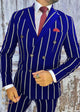 Burgundy Pinstripe Suit - Mens 1920s Gangster Pinstripe Suit - Vents Chalk Pinstripe Royal