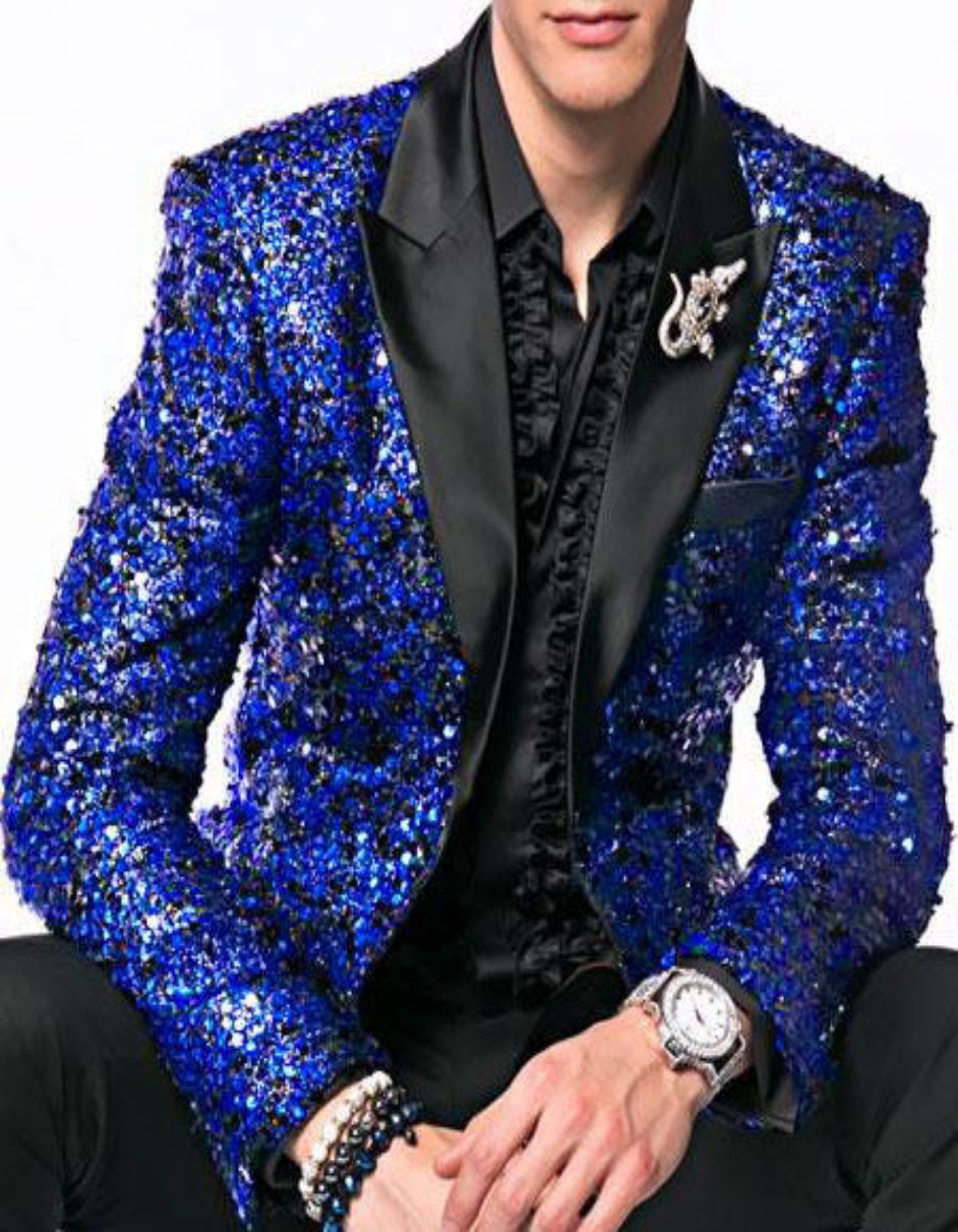 Sequin Tuxedo - Mens Blazer - Royal Dinner Jacket - Shiny Tuxedo Jacket - 52 Long