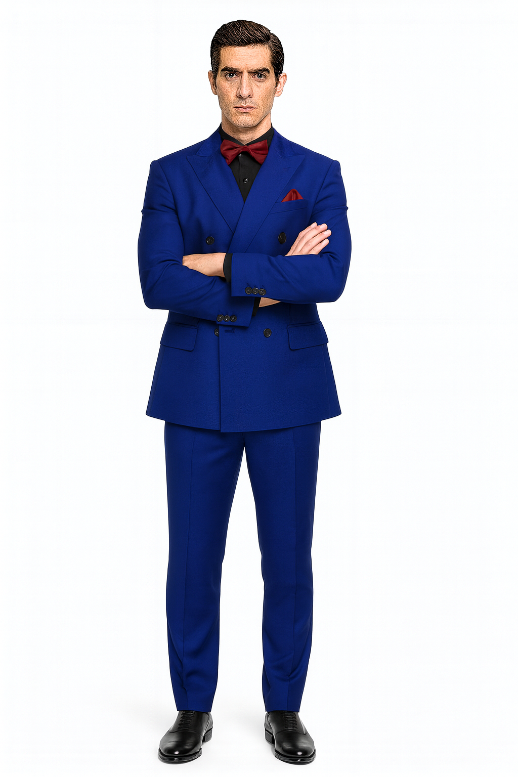 Ultra Slim Fit Double Breasted Royal Suit - Narrow Leg Pants - Gucci Cut - Tapered Jacket - 38 Short Jacket+32 Waist Adjustable 28to34)(Height: 5 4 to5 7 )(Neck  15-16.5)S-M)