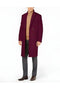 Men's Burgundy Double Breasted Overcoat - Maroon Peacoat - Three Quarter Wool And Cashmere Coat
