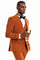 Cheap priced Suit - Men's One Button Vested Wide Peak Lapel Bold Gangster Pinstripe Rust Suit