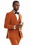 Cheap priced Suit - Men's One Button Vested Wide Peak Lapel Bold Gangster Pinstripe Rust Suit