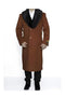 Rust Removable Fur Collar Full Length Wool Ankle length Dress Top Coat/Overcoat - Mens Overcoat