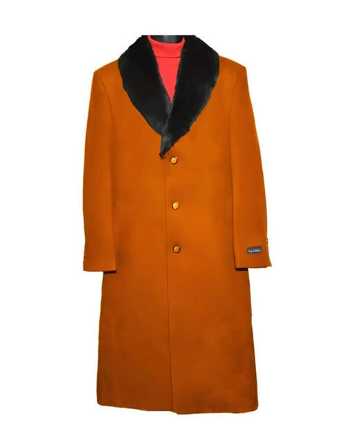Rust 3 Button Wool Ankle length Overcoat ~ Long men's Dress Topcoat - Winter coat 95% Wool Fabric