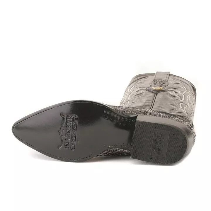 J Toe Cowboy Boots - J Toe Western Boots - Los Altos Rustic Black Python J-Toe Boot - 8