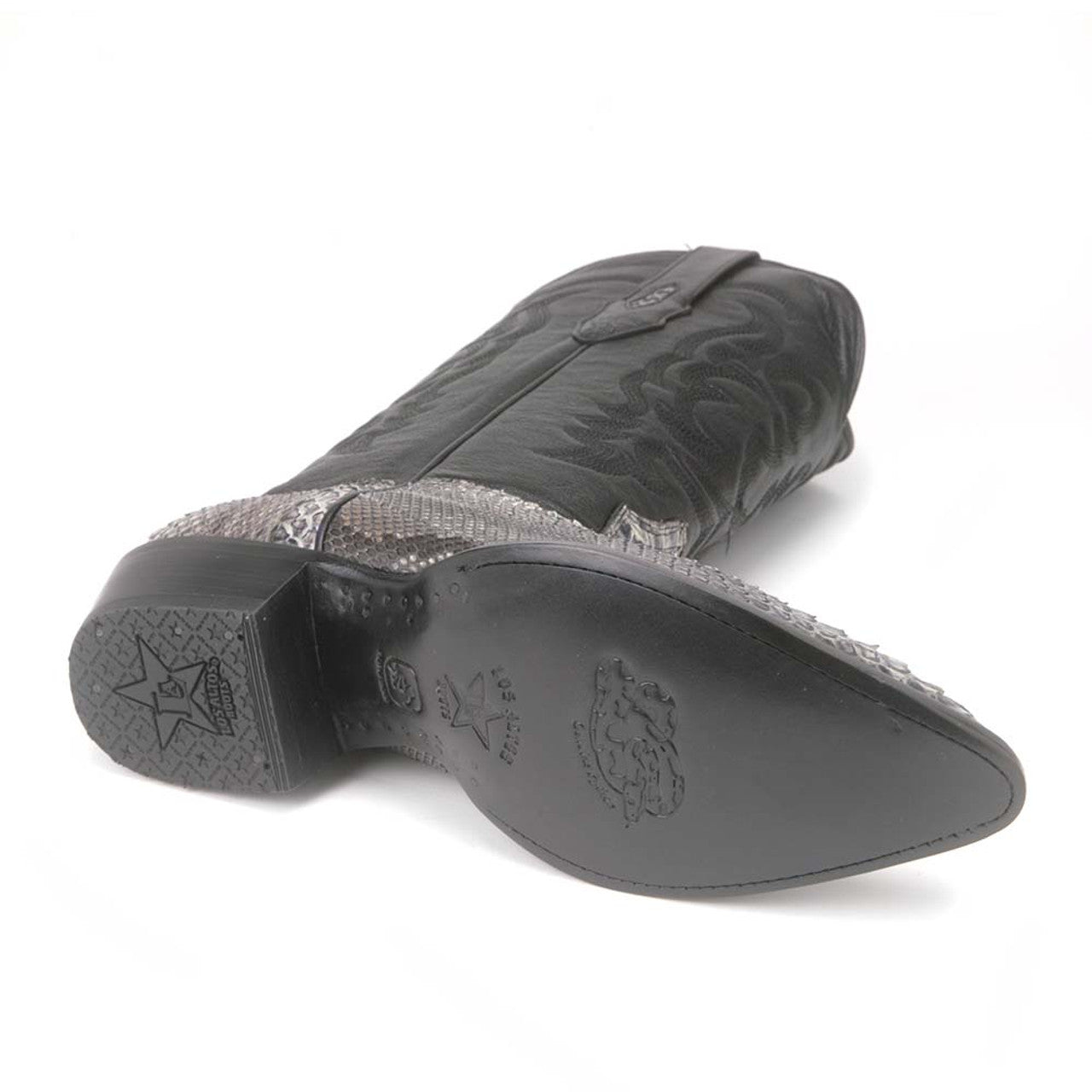 Los Altos Men's Rustic Black Python Snakeskin J Toe Boots - 6