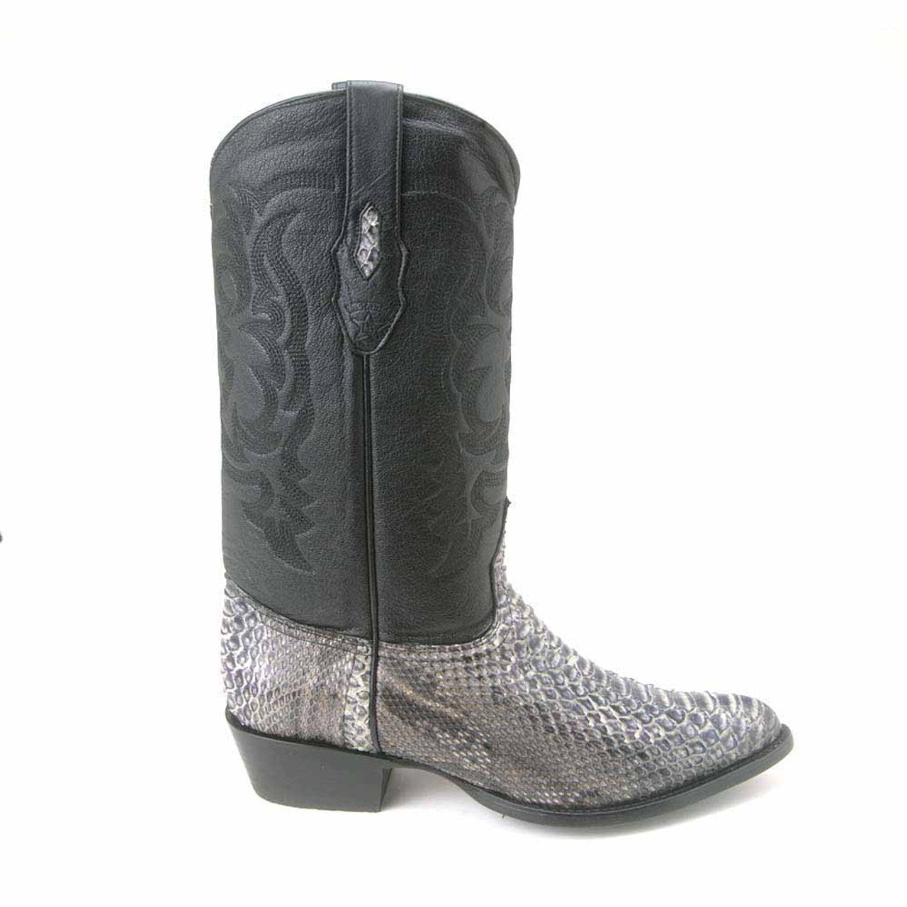 Los Altos Men's Rustic Black Python Snakeskin J Toe Boots - 6