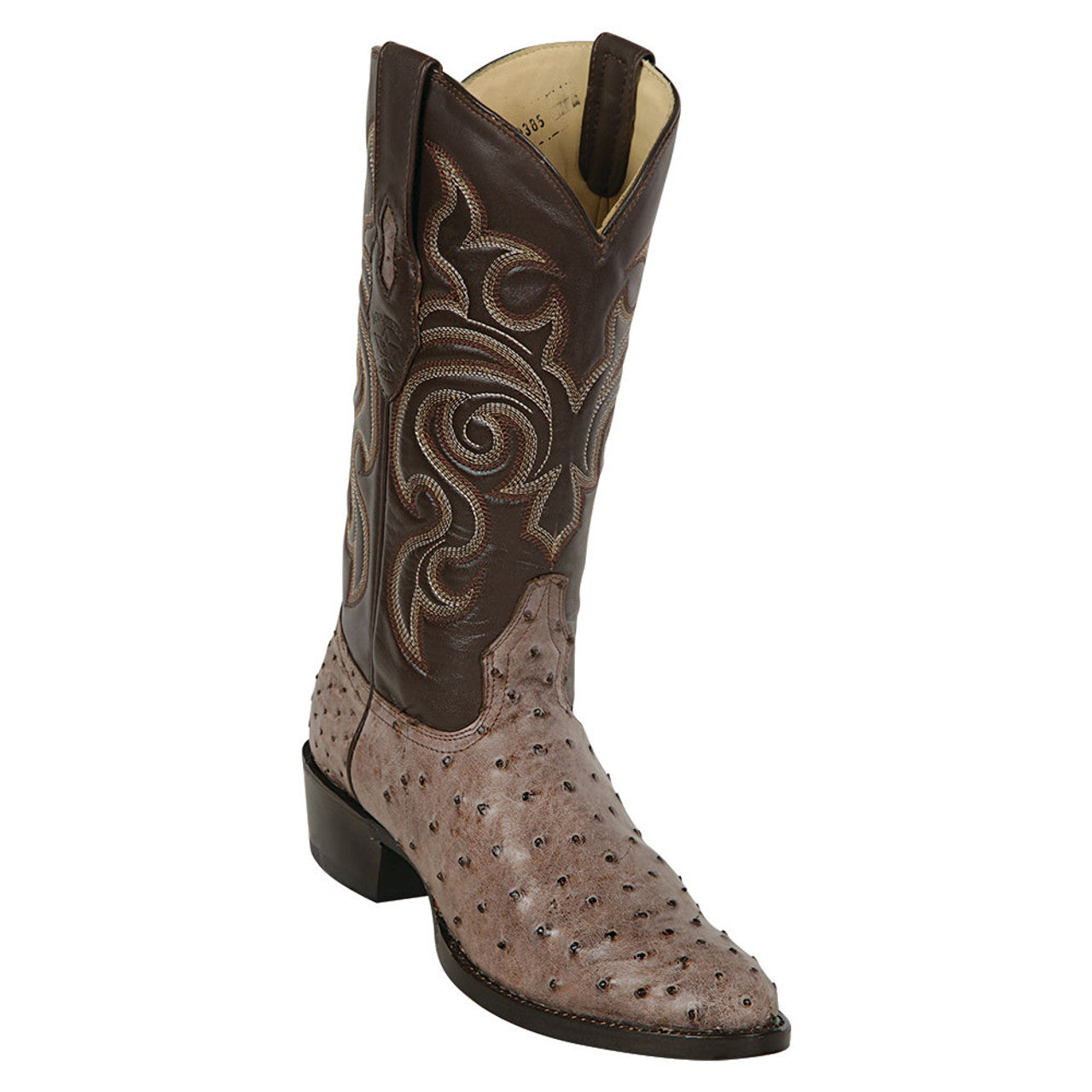 Los Altos Men's Rustic Brown Genuine Ostrich Round Toe Boots - 6
