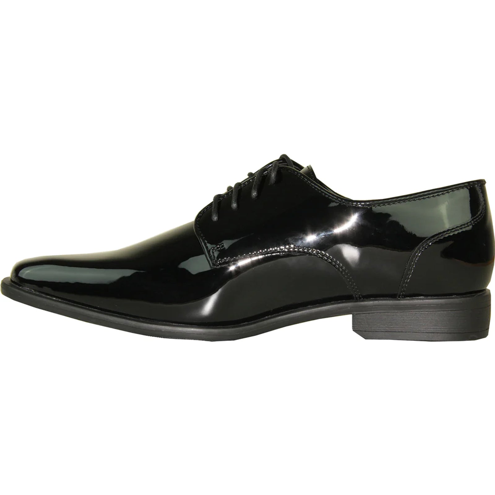 "Black Oxford Patent Tuxedo Shoe - Modern Men's Pointy Square Toe" - 6.5M