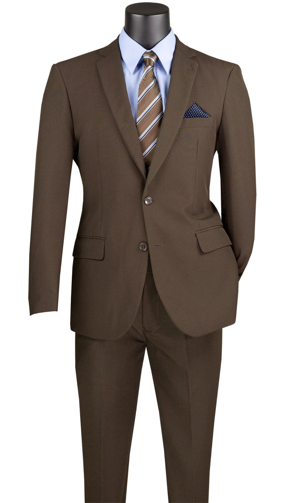 Brown Slim Fit Men's 2 Piece Business Suit 2 Button - Brown