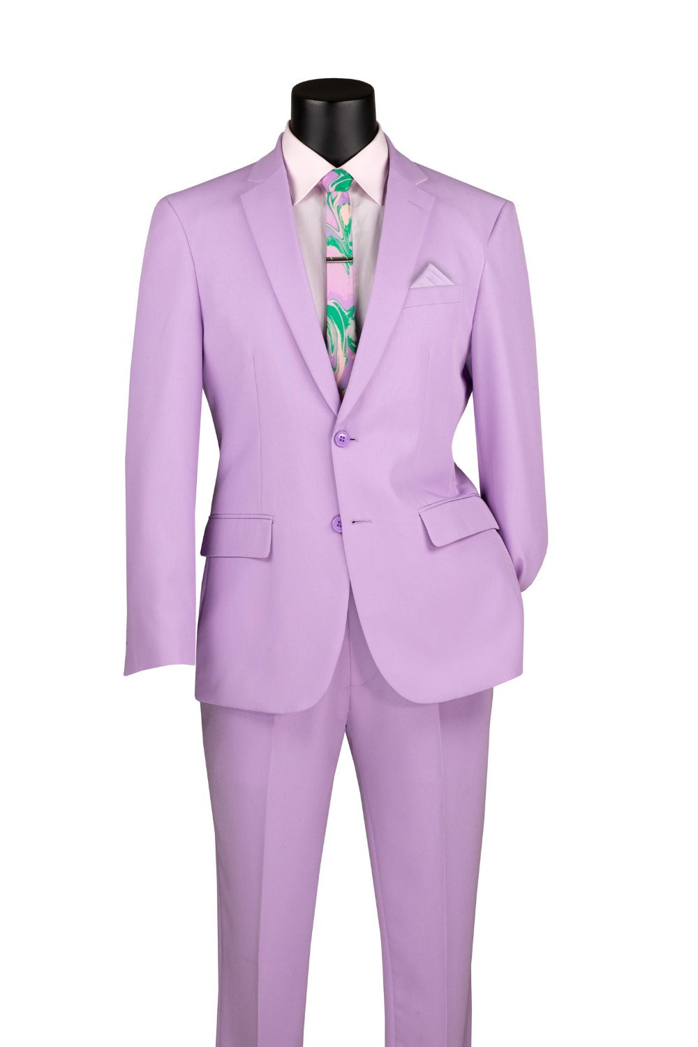 Lavender Slim Fit Men's 2 Piece Business Suit 2 Button - Lavender