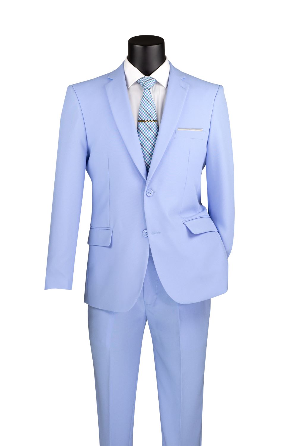 Light Blue Slim Fit Men's 2 Piece Business Suit 2 Button - LIGHT BLUE