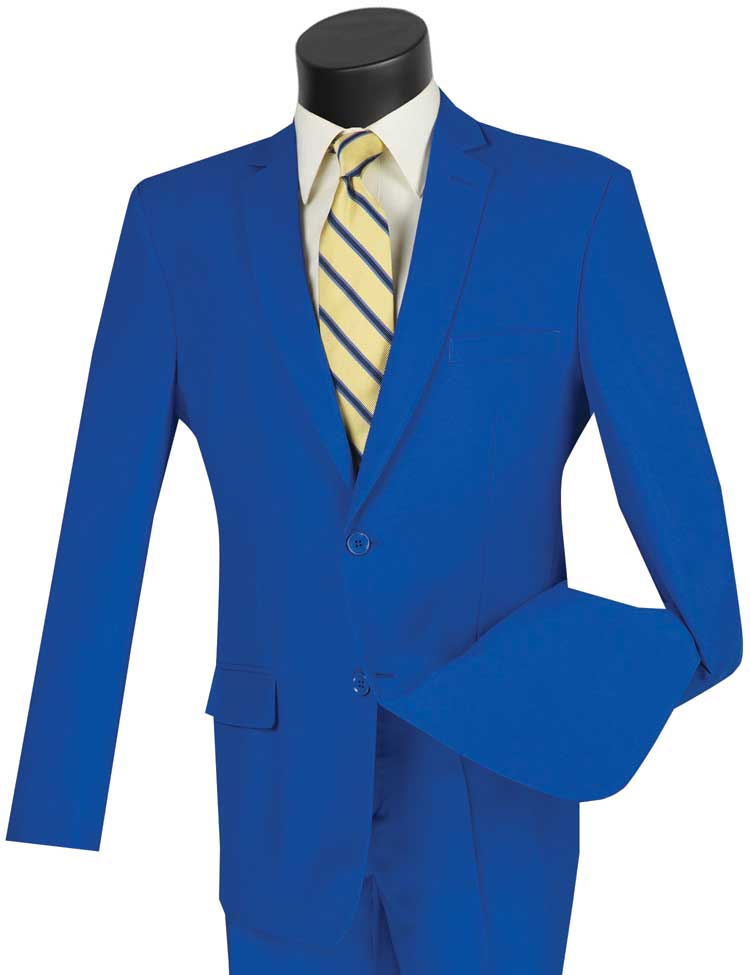 Royal Blue Slim Fit Men's 2 Piece Business Suit 2 Button - Royal Blue