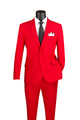 Red Slim Fit Men's 2 Piece Business Suit 2 Button