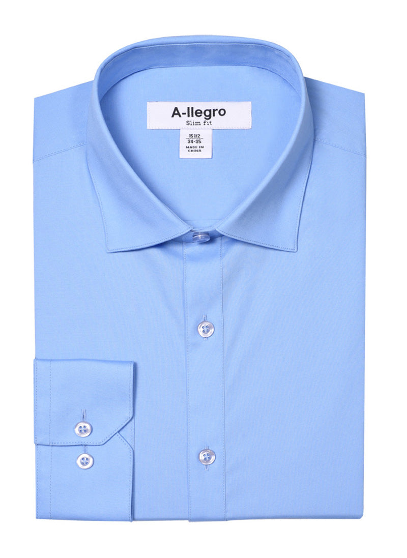 Slim Fit Cotton Dress Shirt for Men in Sky Blue - Basic Style - 14Â½ 32/33