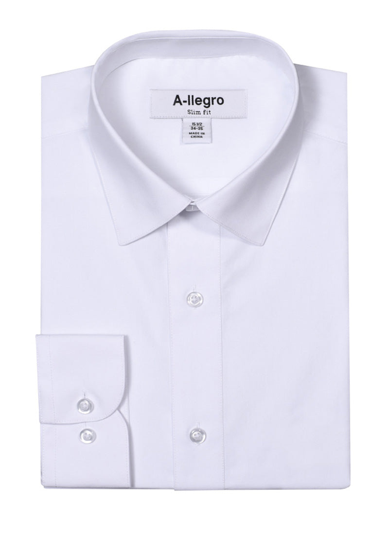 Slim Fit Cotton Dress Shirt for Men - Basic White Style - 14Â½ 32/33