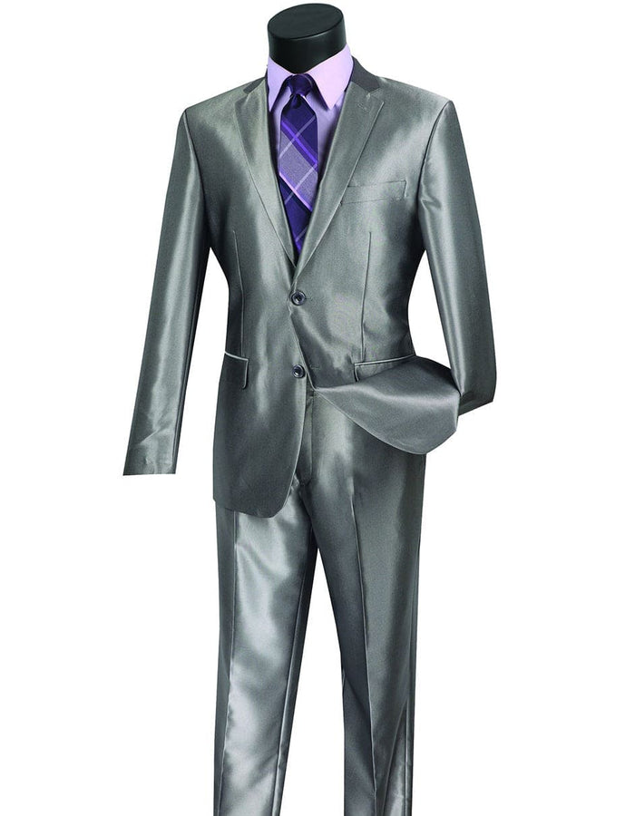 Mens Grey Suits Mens Modern Fit Shiny Sharkskin homecoming Suits in Silver Grey
