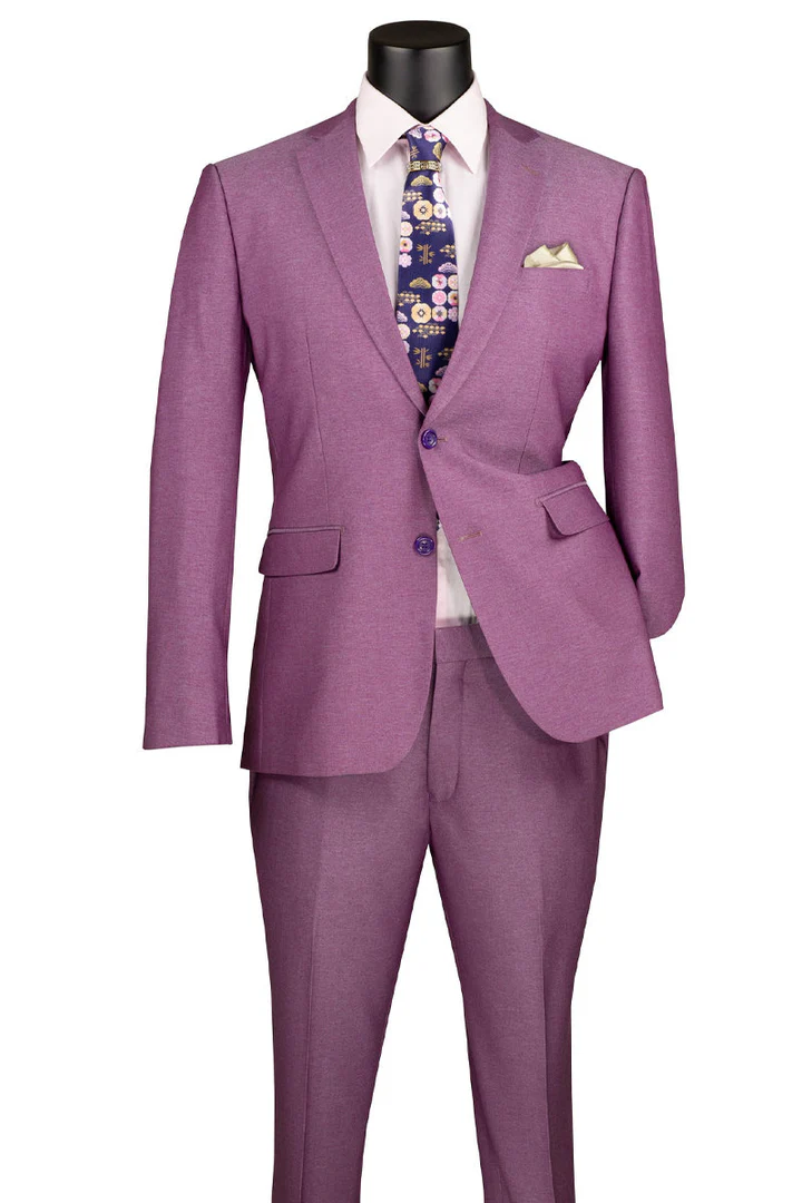 Mens Easter Suit - Jacket and Pants in Summer Color Light Purple Textured Modern Fit Light Weight - 34 Short or Extra Small